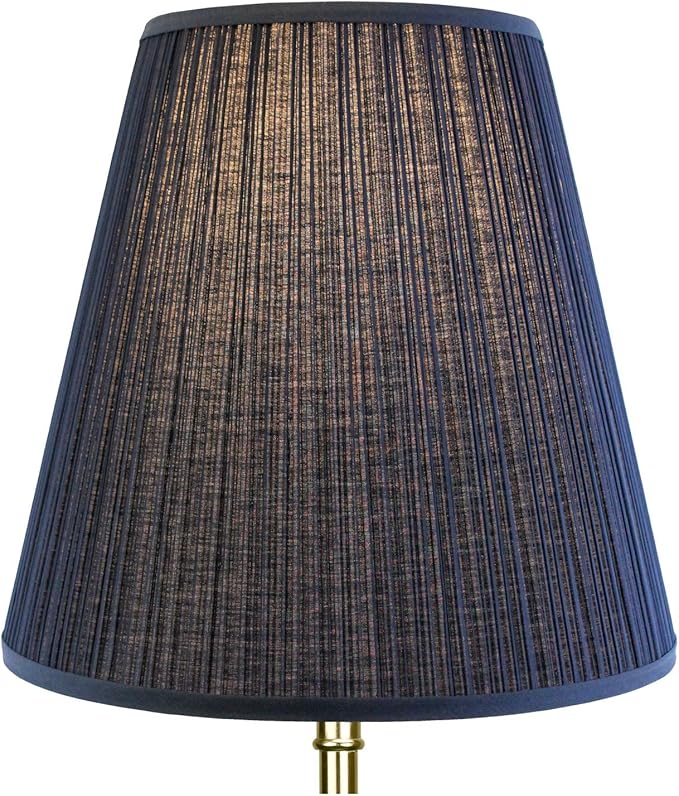 FenchelShades.com Lampshade 9" Top Diameter x 16" Bottom Diameter x 15" Slant Height with Washer (Spider) Attachment for Lamps with a Harp (Pleated Mushroom Navy Blue)