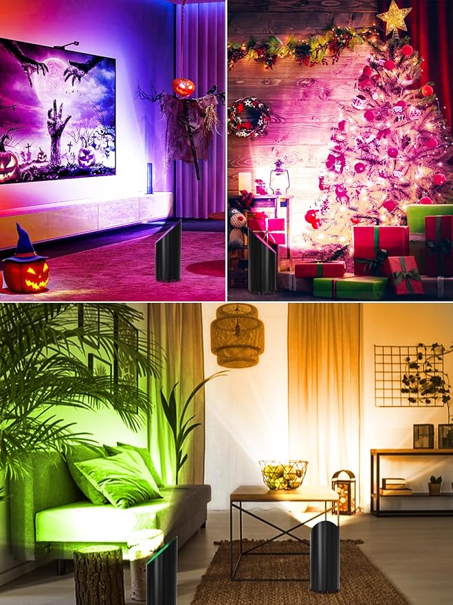 ZUCKEO RGB Spotlight Indoor Uplights 5W Floor Can Light Up Accent Lighting, LED Color Changing Spot Lights for Home Plant Christmas Halloween Decor, GU10 Bulb, 5.25FT Plug in Cord & Switch, 2 Pack