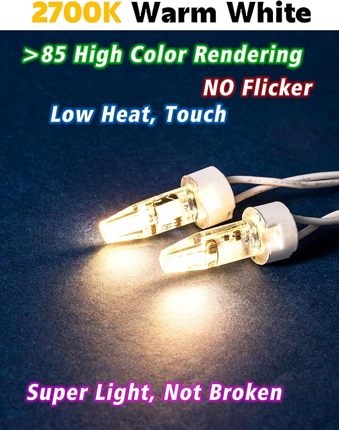 G4 LED Bulb AC DC 12V to 24V JC Type, 20W-30W T3 G4 Halogen Equivalent, 2W 2700K Warm White, G4 Bi-Pin Base, 250LM, Landscape Lighting Courtyard Lawn Lights, Non-Dimmable,10pcs