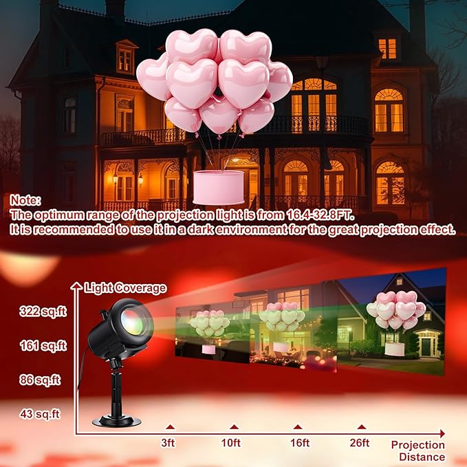 Easter Decorations Projector Light with 12 Film Slides 3 Holidays St. Patrick's Day Easter Valentine, Outdoor Waterproof Landscape Bunny Egg Decorative Lighting Projection Lamp for Party