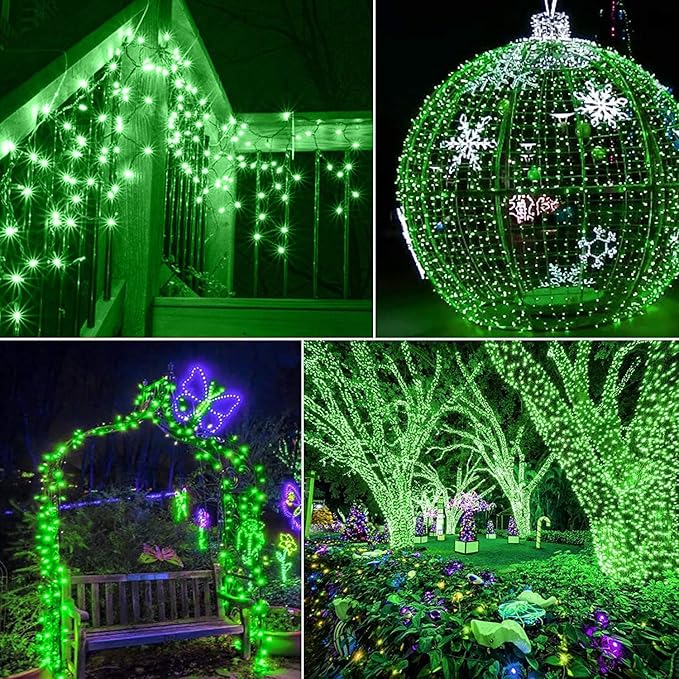 QITONG 165ft 500 LED Green Christmas Lights, Christmas String Lights Outdoor Waterproof Plug in, Green Wire Twinkle Light Indoor with 8 Modes