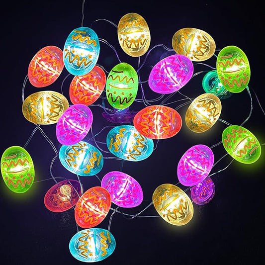 Aogist 50LED Fairy Lights 16ft Dual PowerFlexible Copper Wire Waterproof String Lights for Outdoor Christmas Wedding Bedroom Party Decor (Easter Egg, 1 Pack)