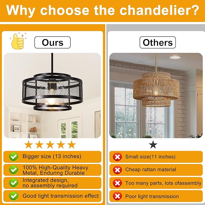 13" Modern Pendant Lights Kitchen Island, Matte Black Pendant Light Fixtures with Clear Glass Shade, Industrial Farmhouse Hanging Pendant Lights for Kitchen Island Dining Room Bedroom Hallway Entryway