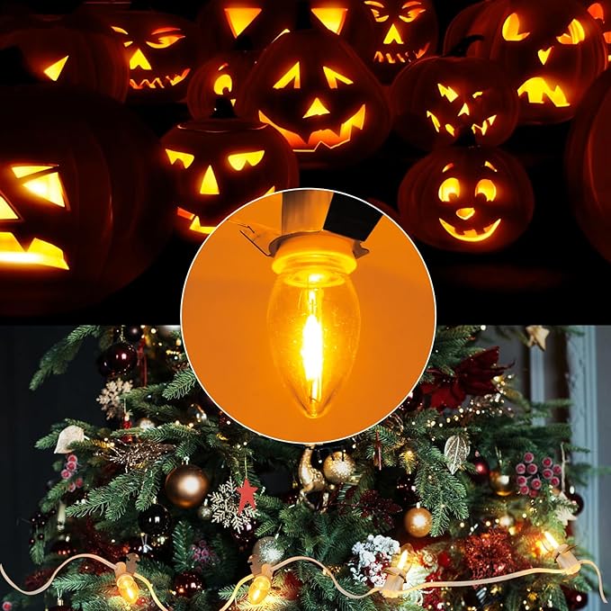 Accessory Cord with One Led Light Bulb, LED Light Bulb C7 Cord Clip Lights Christmas Halloween Cabin,Blow molds,Outdoor Atmosphere Decoration, Holiday Craft Decorations