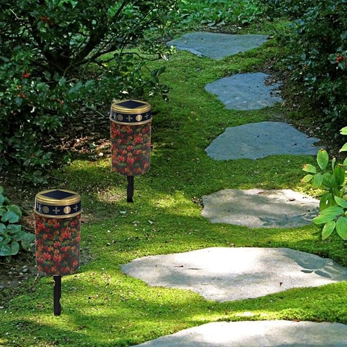 Fall Maple Leaf Light for Prayer Cemetery Solar Lights for Grave Cemetery Candle Lamp Garden Cemetery Thanksgiving Day Decorations