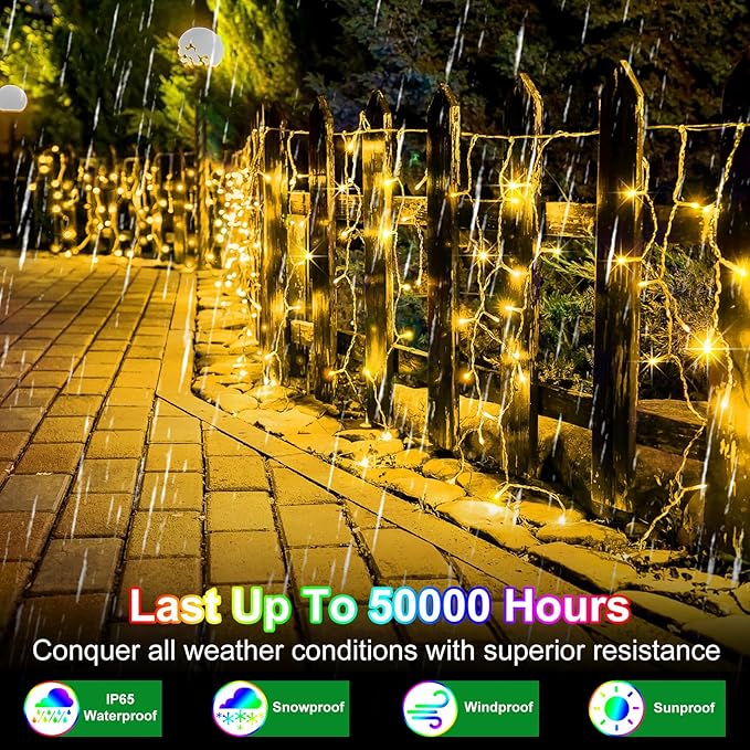 1620 LED 164FT 360 Drops Christmas Lights, Outdoor Hanging lights 8 Modes and Timer Memory, Outside Waterproof Curtain String Lights for House Tree Holiday Wedding Party Decorations (Warm White)