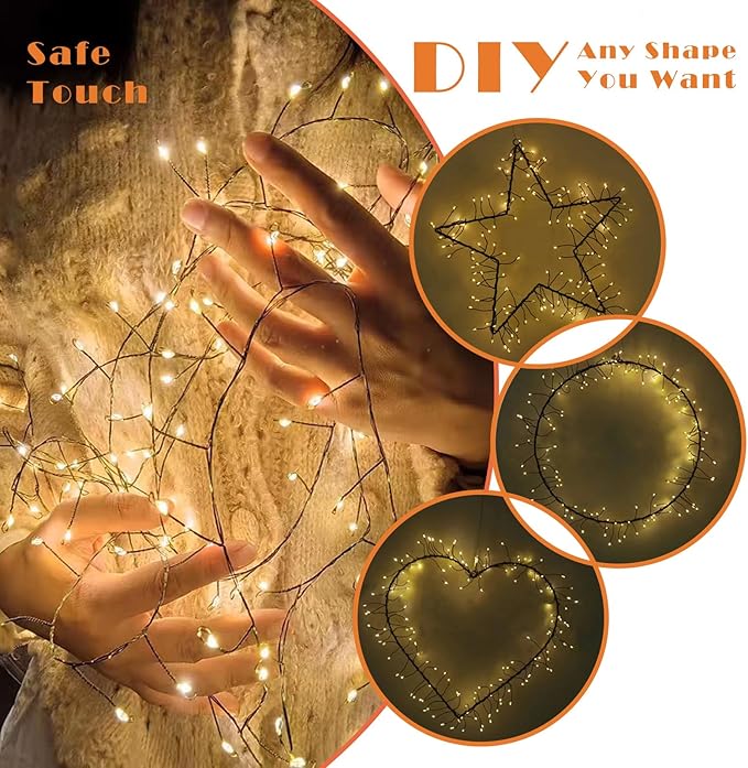 ITICdecor Solar Powered String Lights Outdoor 9.8FT 120 LED Waterproof Firecracker Fairy Lights with 8 Modes Green Copper Wire for Christmas Garden Wedding Patio Garden Yard Decor
