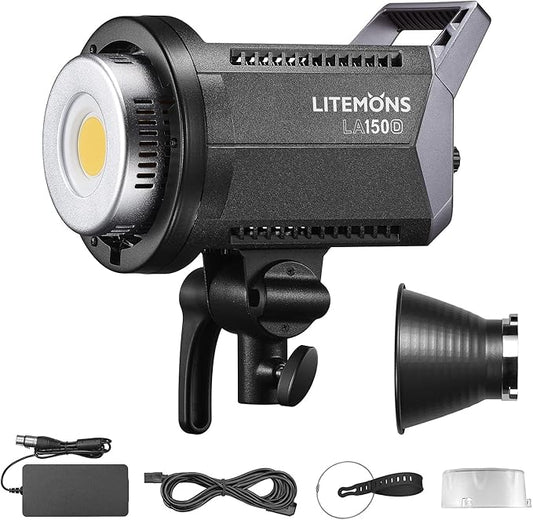 Godox LA150D LED Video Light, 190W 84800LUX@1M Daylight Studio, 5600K Bowens Mount LED Continuous Light, CRI 96+ 8 FX Effect 0-100% Dimming APP Control Photography Light