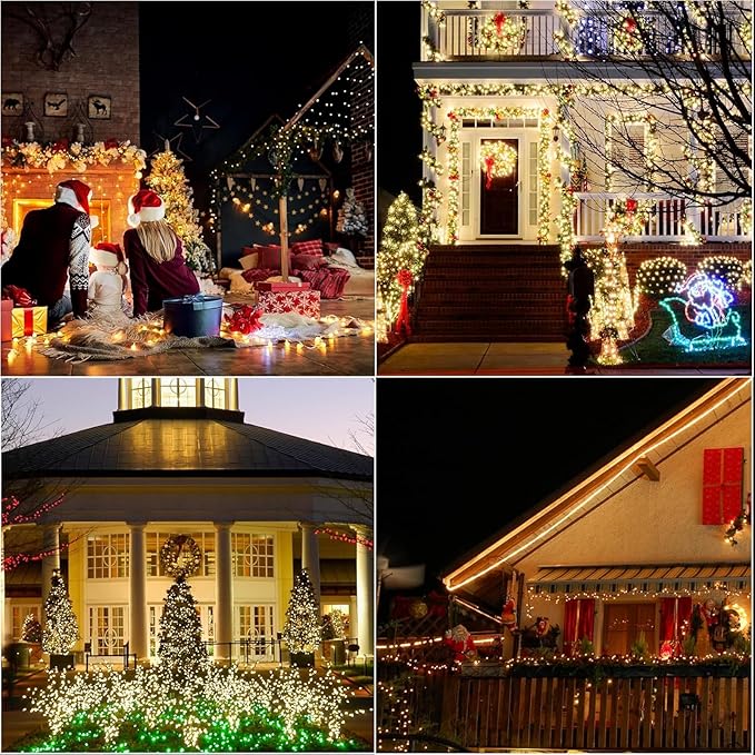 300LED 99FT Warm White String Lights Indoor Outdoor, Connectable Christmas Tree Lights Waterproof 16 Modes with Timer, Clear Wire Fairy Twinkle Light Plug in for Bedroom Wedding Party Xmas Decorations