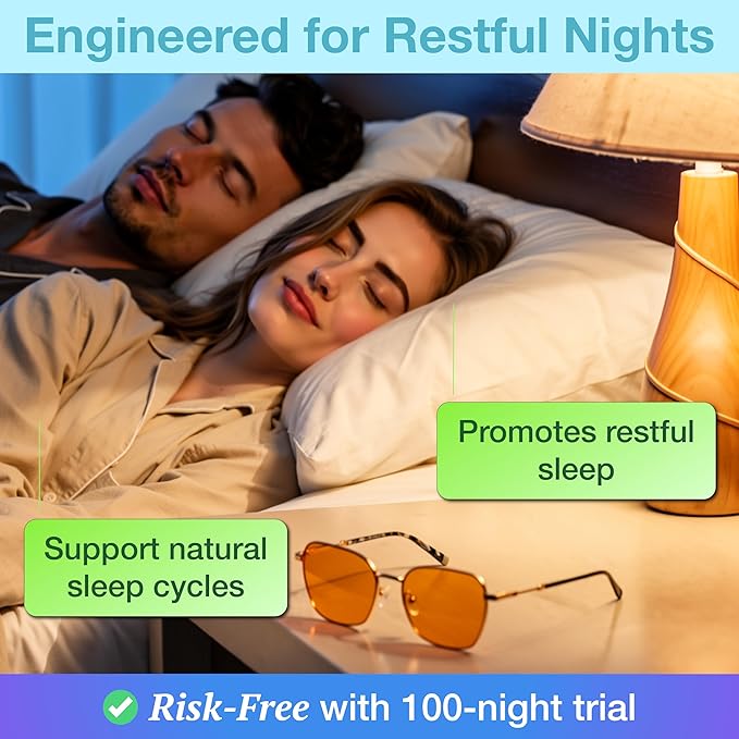Orange Blue Light Blocking Glasses for Better Sleep - Premium Stainless Amber Orange Computer Migraine Glasses for Women & Men - Amber fl 41 Gaming Blue Light Blockers for Eye Strain & Fatigue