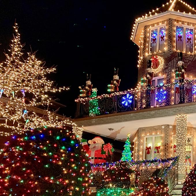 TW SHINE Battery Operated Christmas Lights, 4 Pack Total 200 LED 64 FT Battery Operated String Lights with 8 Modes, Xmas Light for Outdoor Indoor Wedding Party Home Decorations, Warm White