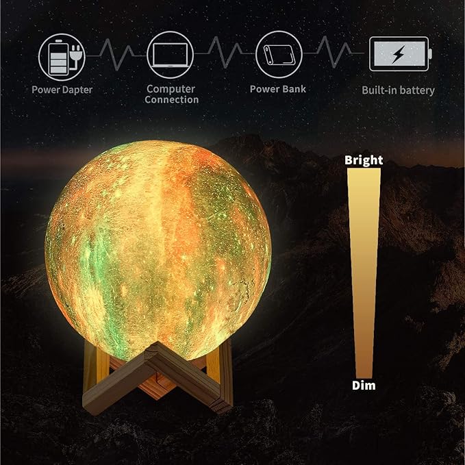 LOGROTATE Moon Lamp, Kids Night Light, 16 Colors Galaxy Lamp 3D Printing LED Moon Light with Stand, Remote&Touch Control, USB Rechargeable Gift for Women Kids Birthday, Bedroom Home Decor, 5.98 inch