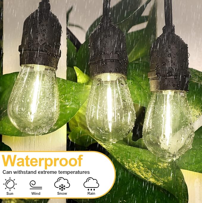 Mlambert LED String Light Bulbs, Shatterproof Outdoor String S14 Replacement Light Bulbs 4000K, Waterproof 1W LED Edison Equal to 11W,Not Solar