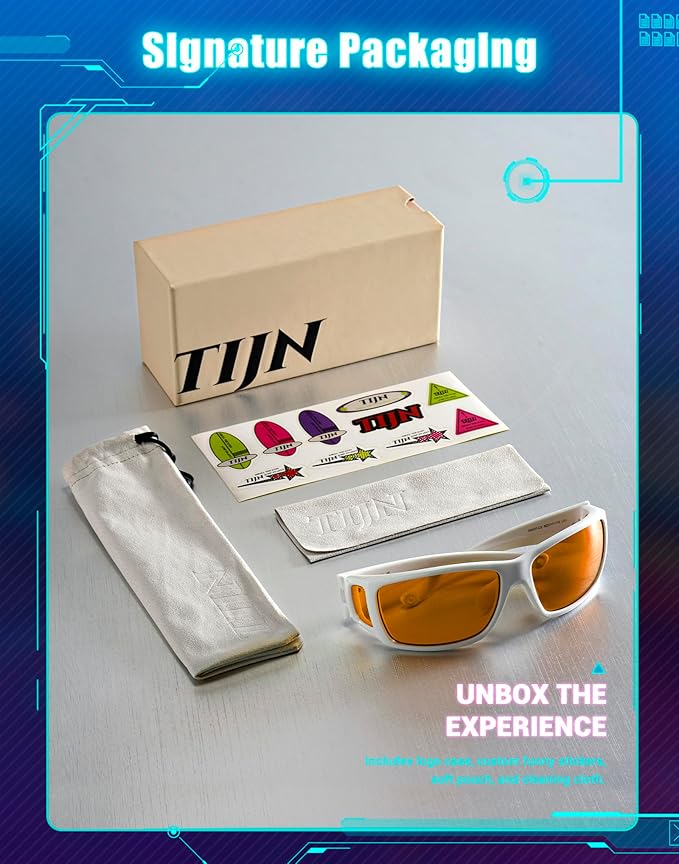 TIJN Sonia Sleep Glasses for Blue & Green Light Blocking,Red Lens with Dual AR Coating,Wraparound Frame for Gaming Screen
