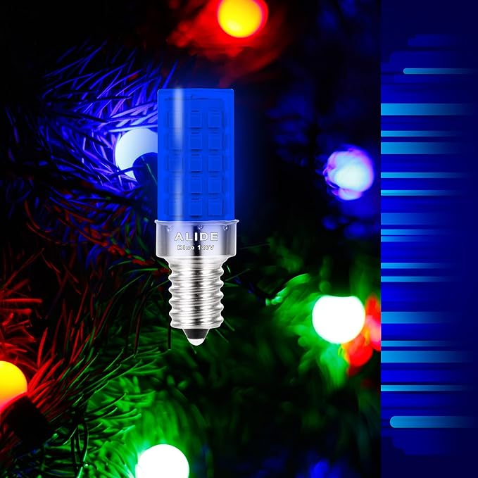 Blue E12 C7 T6 LED Nightlight Bulb,4W, 40Watt Equivalent, E12 Small Candelabra Base Blue LED Chandelier Bulb for Porch Ceiling Police Honor Christmas Holiday Festival Party Decoration Lighting ,3Pack