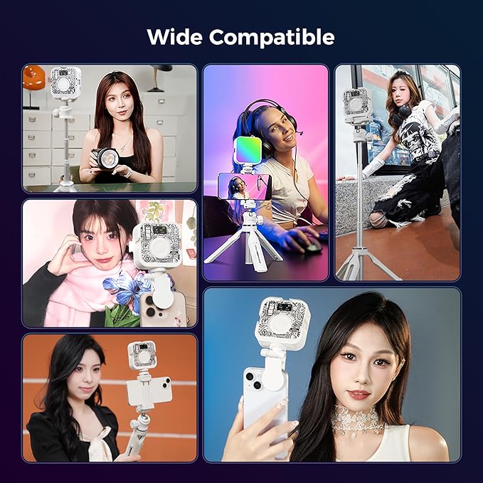 Leekai P6 RGB Video Light, Magnetic Portable Photography Lighting with Clip for Phone/Laptop, CRI 95+ 2500K-9000K, 2000mAh Rechargeable LED Camera Light for YouTube TikTok Zoom Meetings