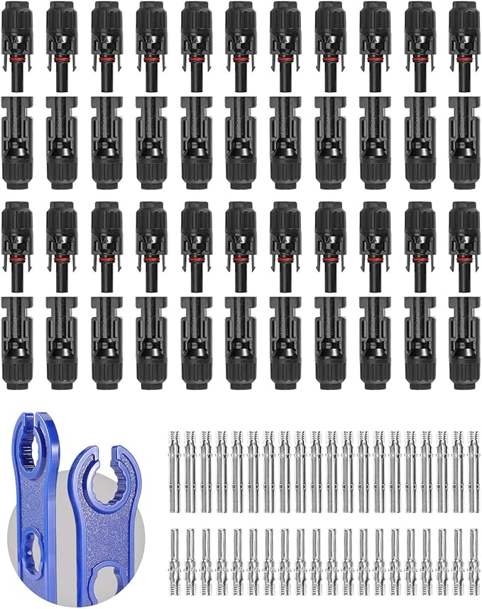 BougeRV 44PCS Solar Connector with Spanners IP67 Waterproof Solar Panel Cable Connectors Male/Female 22Pairs(10AWG)