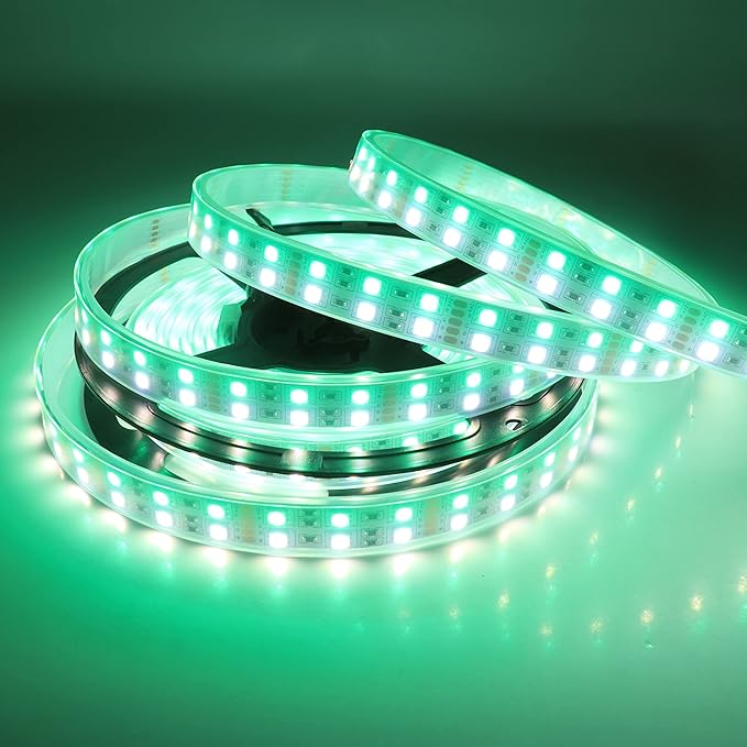 Waterproof RGBW LED Strip Lights Double Row 600LEDs SMD 5050 16.4ft Flexible Strip Lighting DC 12V RGB+Cold White Multi-Colored LED Tape Lights Waterproof IP67 Outdoor Use for Home Décor