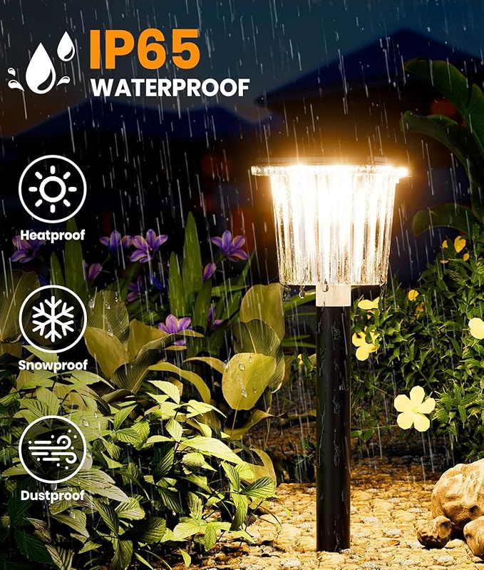 Super Bright Solar Pathway Lights Outdoor Powered,Adjustable Warm&Cool White,Waterproof IP65 Garden Decor Landscape Lighting Outside for Yard/Patio/Walkway/Driveway/Landscape (Obsidian Black, 3 Pack)