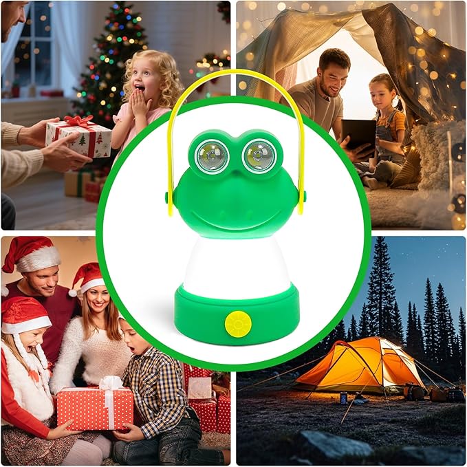Outdoor Equipment LED Camping Lantern for Kids Age 6+, Battery Powered Night Light, Theme Gift for Children's Day, Birthday, Frog Style Lightweight Tent Lamp (Battery NOT Included)