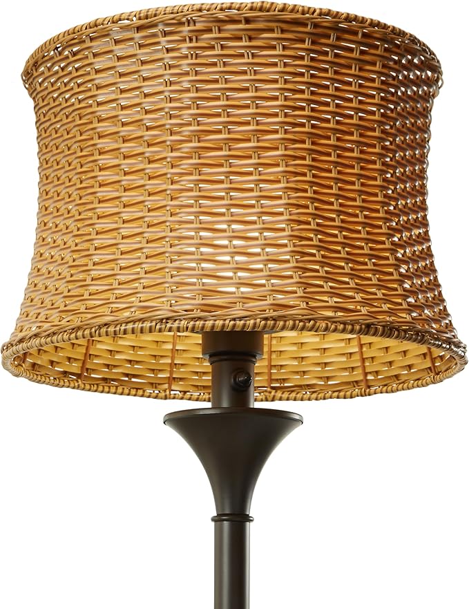 RIVER OF GOODS 59.5" H Indoor/Outdoor Floor Lamp - Basketweave Standing Floor Lamp for Living Room, Bedroom, Patio - Coastal Style Floor Lamps - Tan