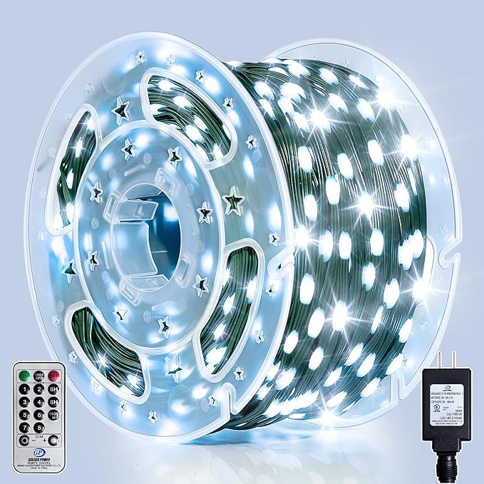 Outdoor Christmas Lights, 800LEDs 262FT Christmas Tree String Lights, IP67 Waterproof 8 Modes Cold White Holiday Lights with Remote for House Yard Xmas Decorations