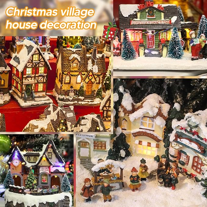 1Pack Accessory Cord with 6LED Light Bulbs Christmas Village Lights 10.3FT Blow Mold Light Cord with Spare Fuse Warm White C7 Lamp Christmas Villages Accessories for Village Houses Craft Pumpkin Decor