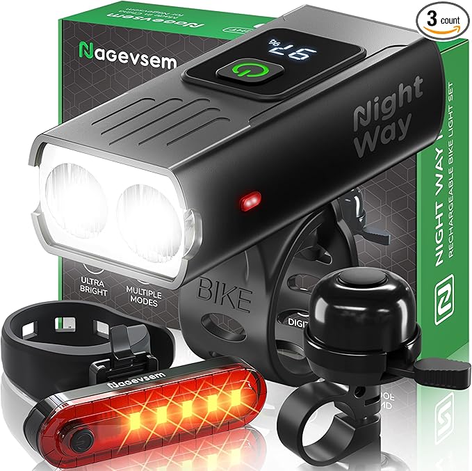 Bike Lights Set, LED Super Bright USB-C Rechargeable Headlight & Taillight, Waterproof Front & Rear Back Bicycle Light for Night Riding, Road & Mountain Cycling, Gift for Men & Women