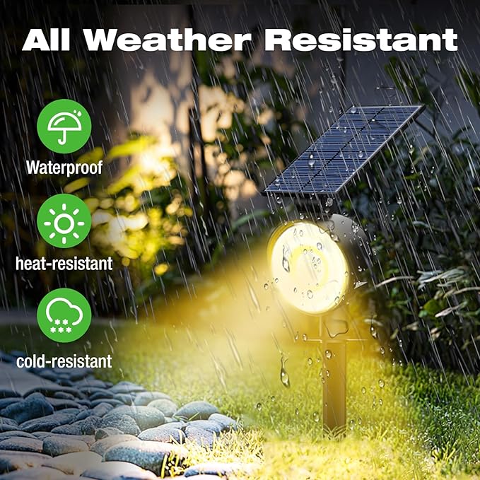 nipify 12 Pack Solar Spot Lights Outdoor Waterproof with 3 Modes, Solar Spotlight Light for Outside Yard Landscape Lighting Pathway Lights Wall,Warm White