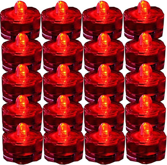 Super Bright LED Floral Tea Light Submersible Lights for Party Wedding (Red, 60 Pack)