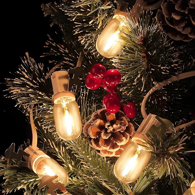 Meonum Accessory Cord with 3 LED Bulbs, 8.2 Ft Christmas Village Light with 2 Fuses, End to End Connected Blow Mold for Christmas Village Craft, Holiday Ceramic Trees