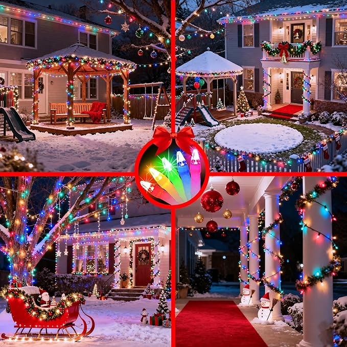 340 LED 90FT Christmas String Lights Outdoor, 12 Pro Modes and Timer Memory & Brightness, Plug in Outdoor Waterproof Clear Wire Twinkle Light for for Xmas Yard Tree Wedding Party Decor (Multicolor)