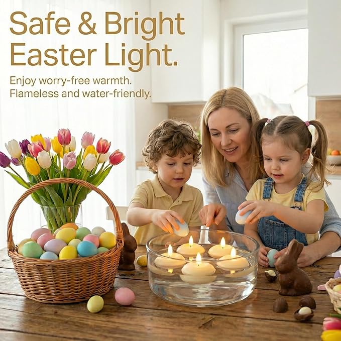 Aignis 6 Flameless LED Floating Candles, 3-Inch Plastic Battery Operated Tealights, Glow Time Over 200 Hours, Cozy Romantic White Light, Suitable for Pool/Bathtub/Hot Bath/Wedding Centerpiece Decor