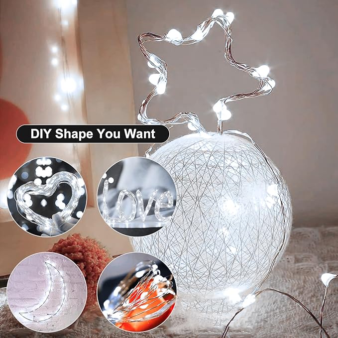 6 Pack Fairy Lights Battery Operated with Remote 7ft 20 LED Mini String Twinkle Lights Waterproof 8 Modes Firefly Starry Moon Lights for Mason Jars DIY Christmas Wedding Party Bedroom Decoration