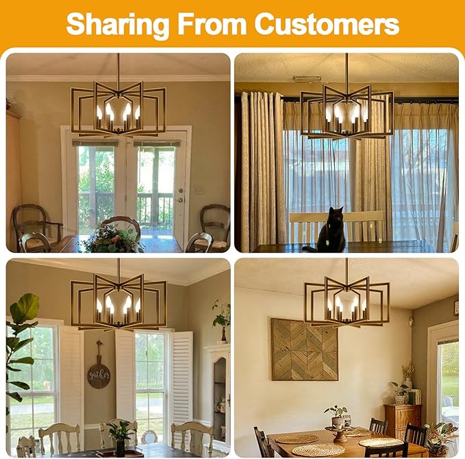 28" Modern Oil-Rubbed Bronze No Assembly Required Chandelier for Dining Room, Bronze Dining Room Light Fixture Over Table, Industrial Metal Hanging Pendant Light for Kitchen Island, Entryway, Foyer