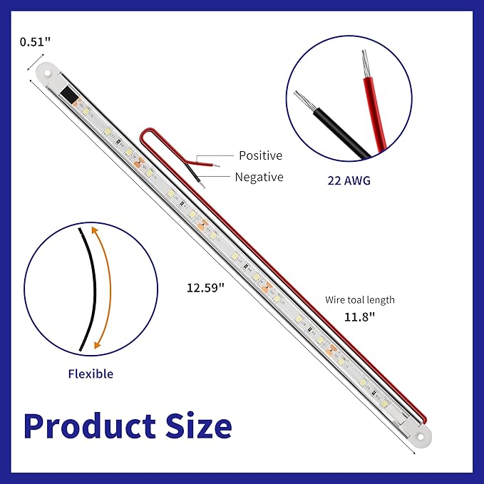 LED Boat Interior Lights, Boat Led Strip Lights Marine Led Lighting Waterproof Strip Night Fishing Lights for Yacht Fishing Pontoon,2 Pcs
