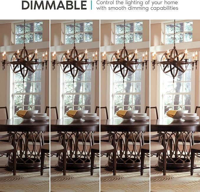 LUXRITE Vintage Candelabra LED Bulb 60W Equivalent, 550 Lumens, 3000K Soft White, LED Chandelier Light Bulbs 5W, Dimmable, Clear Glass, Filament Candle Bulbs, UL Listed, E12 Base (12 Pack)