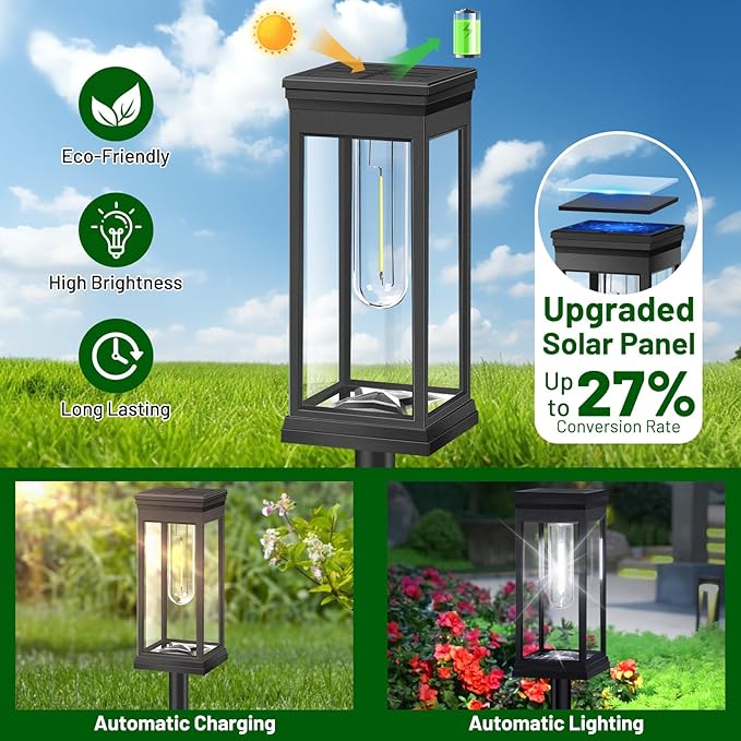 BesLowe 【Upgraded】 Solar Pathway Lights Outdoor, 8-Pack Large LED Solar Light Outdoor Waterproof, Super Bright Outside Lights for Yard, Sun-Powered Landscape Lighting for Garden Walkway, Cool White