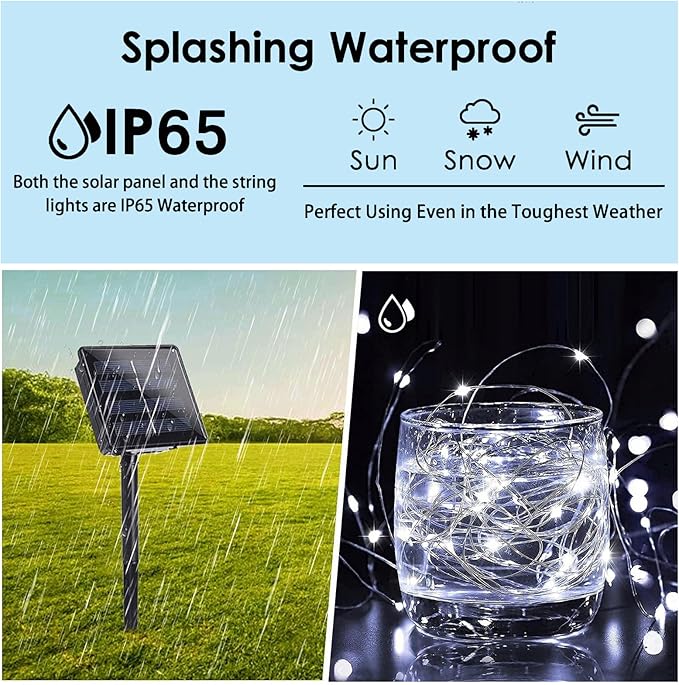 Solar String Lights for Outside, 3 Pack Total 120FT 300 LED Solar Garden Twinkle Light Outdoor, Waterproof with 8 Lighting Modes Fairy Lights for Patio Party Wedding Decorations (Cool White)