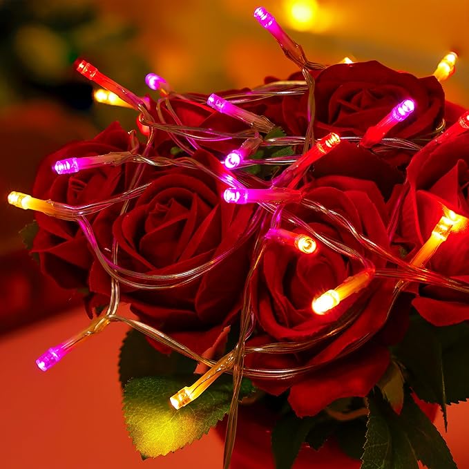 30 LED Valentines String Lights - 10Ft Mini Bulbs Battery Powered Pink Red Yellow Light for Indoor Wedding Anniversary Romantic Dating Party Gifts Valentine Decorations - 8 Modes with Bulit-in Timer
