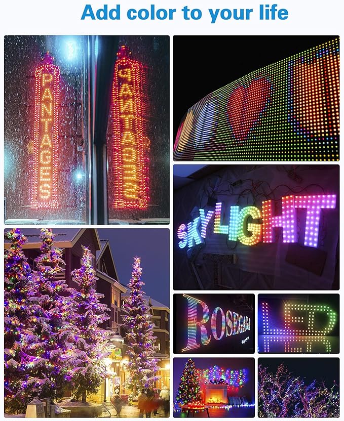 ALITOVE 50pcs DC 12V WS2811 LED Pixel 12mm Round Diffused RGB Addressable Dream Color Round LED Bullet Pixels Module IP68 Waterproof for Billboard House Halloween Christmas Decor