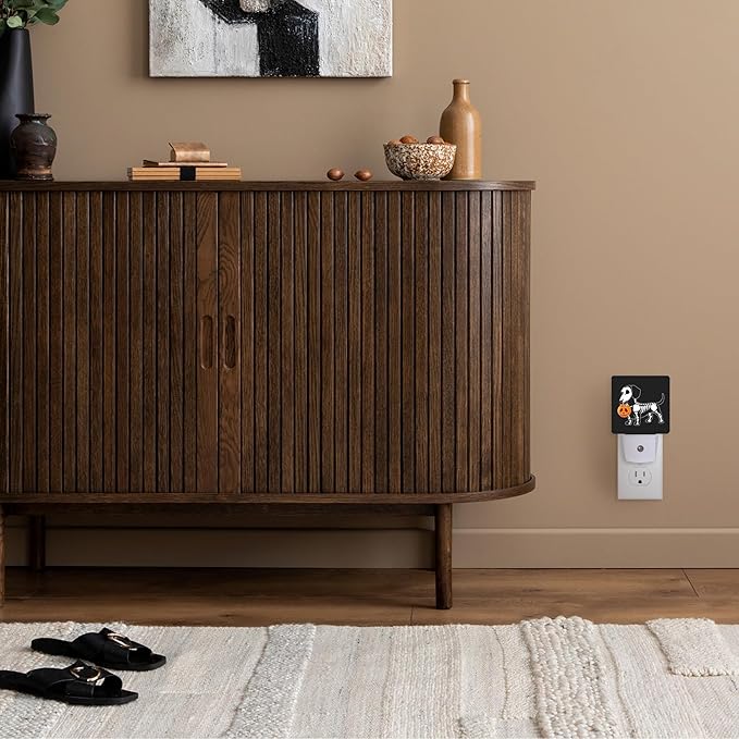 Night Light,Halloween Dachshund Dog Night Lights Plug into Wall for Boys Girls Bedroom Decorative Half Round Nightlight Led Lamp 0.5W Sleep Friendly