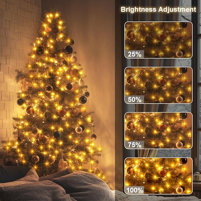 ZAIYW Battery Fairy Lights 4 Pack 16.5Ft 50 LED Fairy Lights with Remote Timer 8 Modes, Dark Green Copper Wire Waterproof Fairy String Lights for Bedroom Christmas Tree Garland Decor (Warm White)