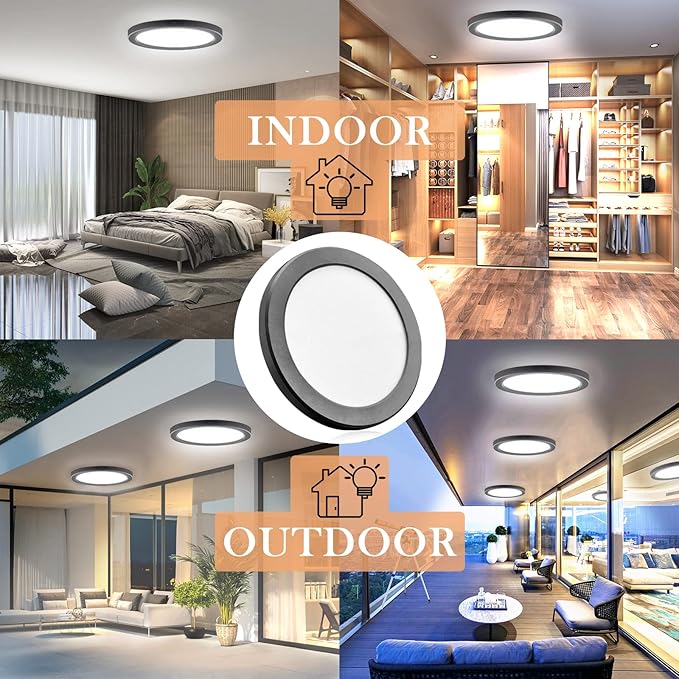 11" Flush Mount Ceiling Light Dimmable with ETL CERT, 5000K Black LED Ceiling Lights Ultra Thin Round Ceiling Light Fixture for Bedroom, Bathroom,Kitchen, Hallway,Basement,Closet,1Pack