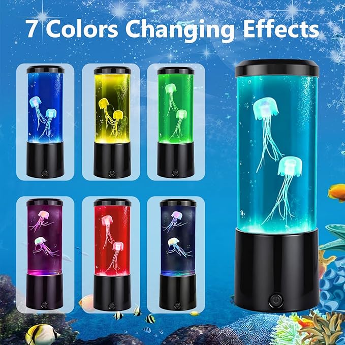 Jellyfish Lamp,Jellyfish Night Light Table Lamp with 7 Color Changing,Jelly Fish Light Aquarium Lamp Mood Night Light Decorations for Home Office Valentine‘s Gifts for Lover Kids Adults