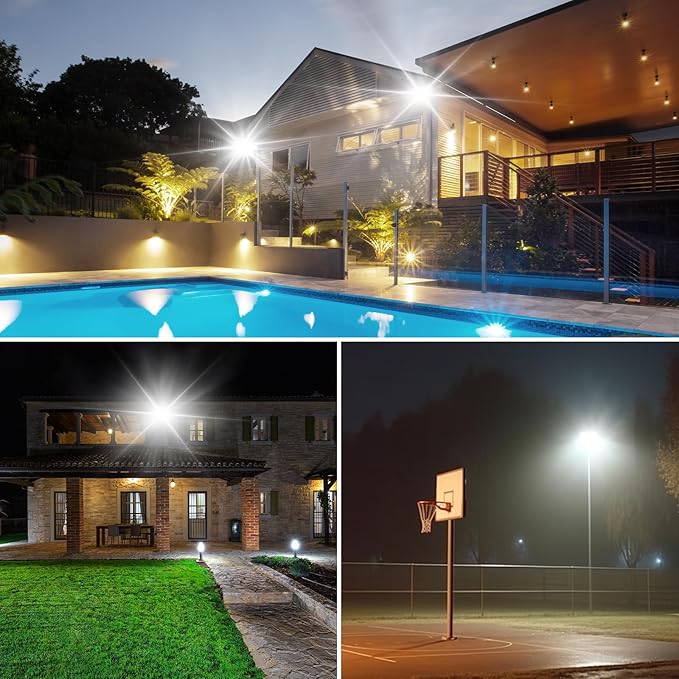 800W LED Flood Light Outdoor, 80000lm 6000K Daylight White IP66 Waterproof, Commercial Parking Lot Light,4 Heads for Street Stadium House Floodlight Bright Security Lights for Outdoor Area
