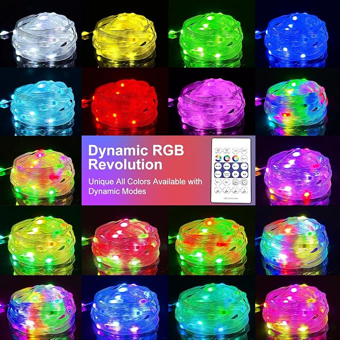 Aogist 2-Pack Color Changing 16ft 50LED Smart Fairy Lights with Music Sync APP Remote Control,USB/Battery Operated Waterproof Timer String Lights for Outdoor Christmas Wedding Bedroom Party Decor