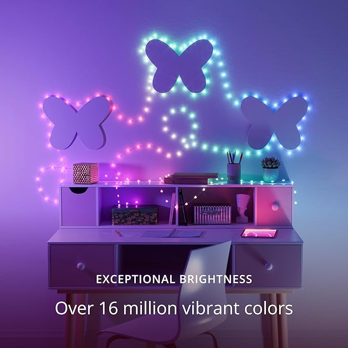 Twinkly Strings USB-C Heart 200 LED, Heart-Shaped LED Light String, RGB Multicolor LED Lights, Valentine's Day Lights, Compatible with Alexa, Google Home, USB-C Power, Green Wire, 39.4ft