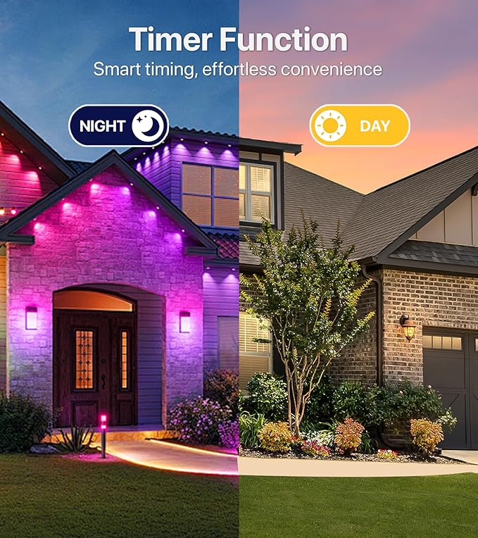 Permanent Outdoor Lights-200FT RGB+IC with Smart APP & Remote Control,120 LED Lights,72 Scene Modes, IP65 Waterproof String Lights for Christmas,Yard Decorations(Extension Cord Not Included)