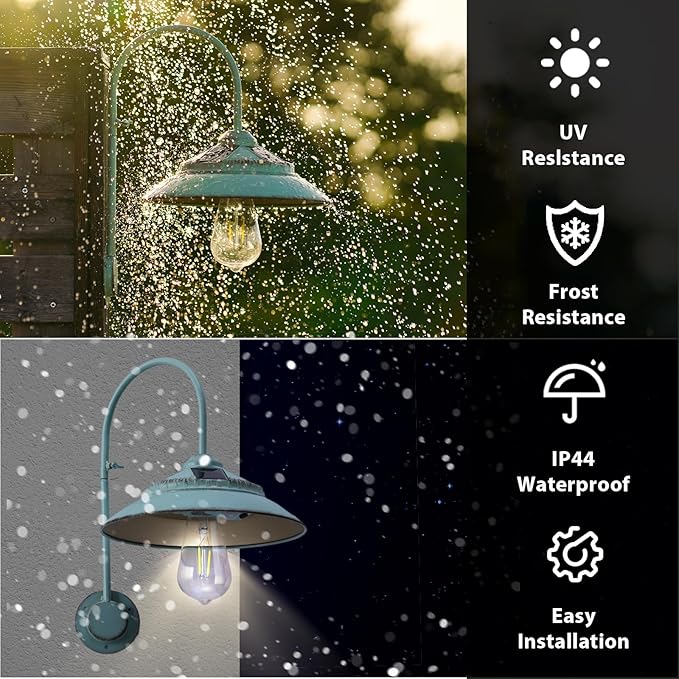 Solar Motion Sensor Lights Outdoor - Waterproof Wireless with Motion Sensor, Solar Barn Lights Outdoor Rustic Sconce Lights for Patio Yard Garage Chicken Coop & Shed Farmhouse（Mint Green）